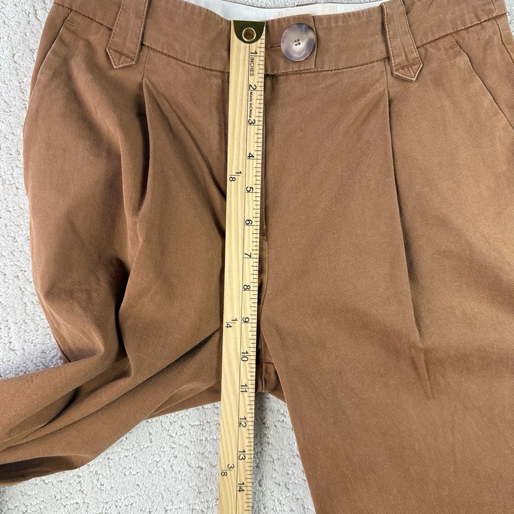 Sézane Constance Pants Women's 34 (US 2) Brown Pleated Wide Leg 26x28 $145 - Picture 8 of 11